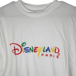 Vintage 90's Embroidered White Disneyland Paris T-Shirt size L/XL
